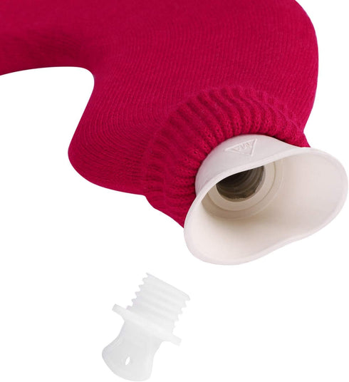 ITODA U-Shaped Hot Water Bottle for Neck and Shoulder, Reusable Rubber Hot and Cold Water Bag with Soft Knitted Cover