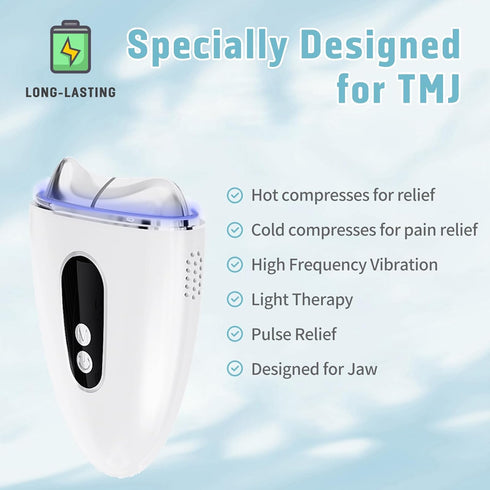 TMJ Relief Products Jaw, TMJ Relief Massager, Vibration and Heating, Ergonomic TMJ Massage Tool, for Jaw & Neck Pain