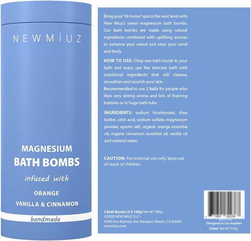 Magnesium Bath Bombs, Post Workout Recovery, Epsom Salt, Essential Oil Infused, Perfect Stocking Stuffers Gift