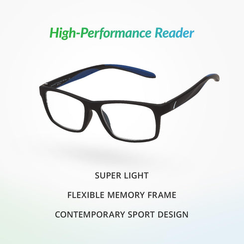 SPORTEX SAV Men's AR4163 Reading Glasses - Lightweight, Flexible, Durable High-Performance Readers for Men