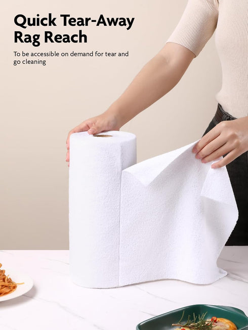 Microfiber Cleaning Cloth Roll -75 Pack, Tear Away Towels, 12" x 12", Reusable Washable Rags (White) by Fantasticlean