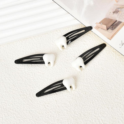 Tooth Shaped Hair Clips, Goth Gothic Halloween Hair Accessories for Women Girls, Y2K Snap Clips Barrettes