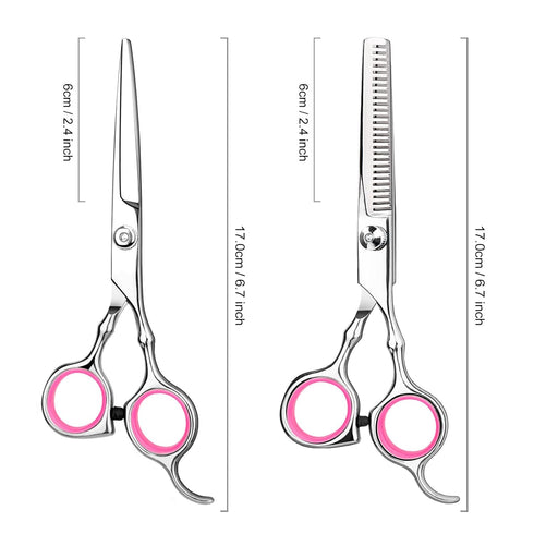 Professional Home Hair Cutting Kit, Quality Home Haircutting Scissors with Comb and Case (Pink)