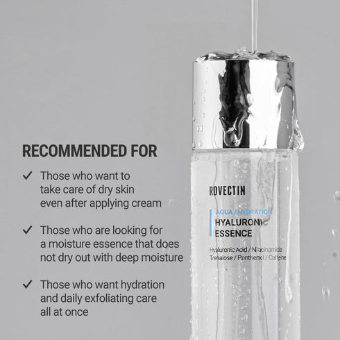 ROVECTIN Aqua Hyaluronic Essence - 7 Layers Hyaluronic Acid Facial Toner with Niacinamide & Panthenol, 6.08 fl.oz