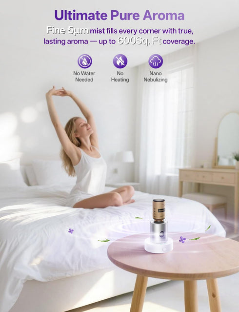 Olxasw 10ml Mini Waterless Nebulizing Essential Oil Diffuser with Lavender Oil for Aromatherapy, Small Portable
