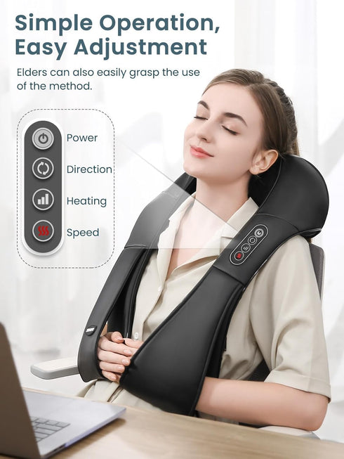 oCuZen Shiatsu Back and Neck Massager with Heat Deep Kneading Massage, Mother's Day Gift for Mom