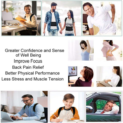 Thoracic Back Brace Posture Corrector - Magnetic Support for Neck, Shoulder, Upper and Lower Back Pain Relief (Black,