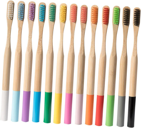 Healeved 4pcs Cleaning Toothbrushes for Adults, Bamboo Brush Teeth, Soft Manual Toothbrush White Travel Kit
