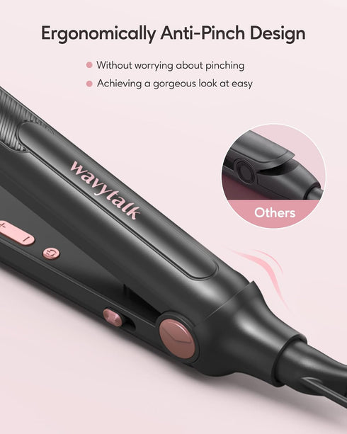 Wavytalk Mini Flat Iron, 3/10" Pencil Straightener for Short Hair, Pixie Cut, Bangs, with Anti-Pinch Design