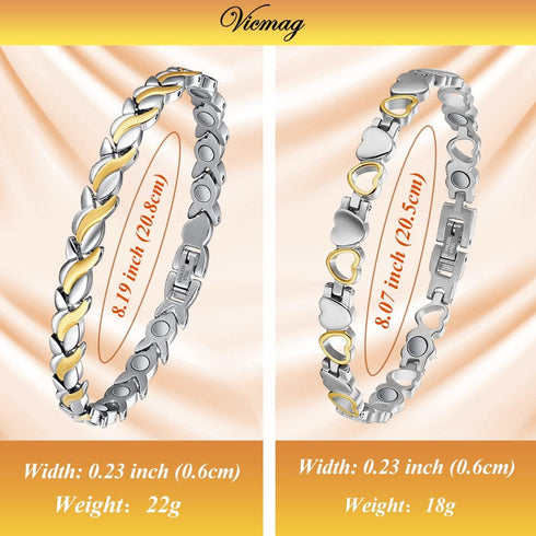 Vicmag Magnetic Bracelet for Women, Adjustable Titanium Steel Magnet Bracelet Gift