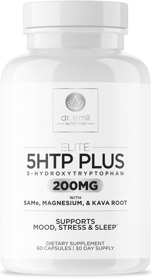 200 MG 5-HTP Elite with Kava Root Extract, Magnesium & SAM-e, 60 Capsules for Healthy Sleep & Wellbeing