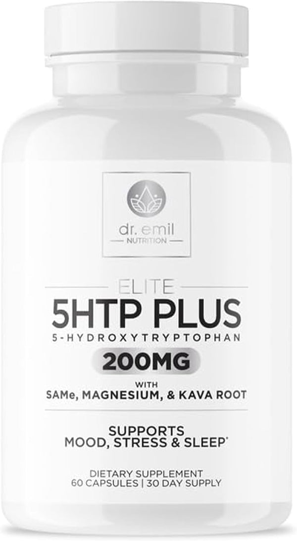 200 MG 5-HTP Elite with Kava Root Extract, Magnesium & SAM-e, 60 Capsules for Healthy Sleep & Wellbeing