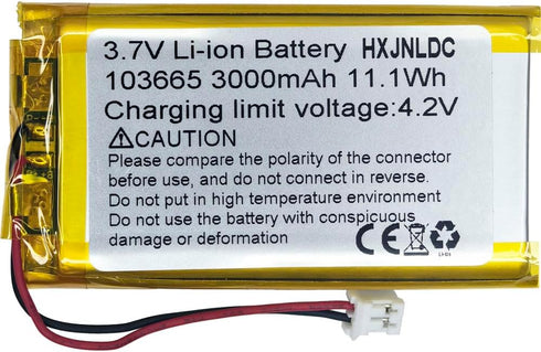 HXJNLDC DC 3.7V 3000mAh 103665 Rechargeable Lithium Polymer Replacement Battery for DIY 3.7-5V