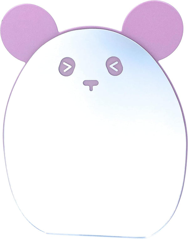 Kids Makeup Mirror, Kawaii Compact Desktop Mirror for Girls, Purple Panda with Stand, Cute Table Mirror for Desk