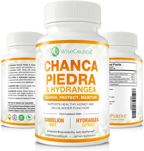 Max Strength Chanca Piedra, Hydrangea & Dandelion Root - Natural Kidney & Gallbladder Formula, 60 Veggie Capsules