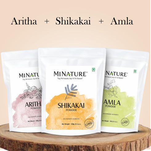 Combo Of Amla Powder Aritha & Shikakai (Pack Of 3) | For Natural Beautiful Hair | Hair Pack for Hair, Conditioning, Smooth, and Shinny, and all types of Hair | 100 Each (100g*3)
