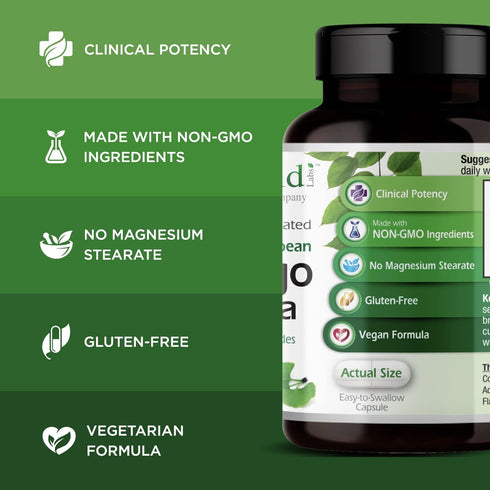EMERALD LABS Ginkgo Biloba Extract - 60 Vegetable Capsules for Brain Health, Antioxidant & Energy Support