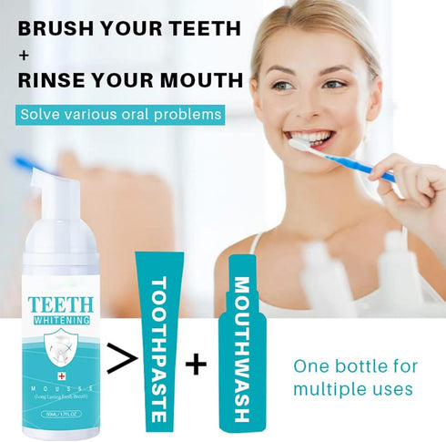 Teeth Whitening Mousse - Refreshing Breath Deep Cleaning Foam Toothpaste Natural Mouth Wash Water, Ultra Fine Mousse