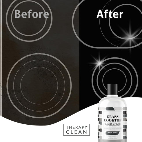 Therapy Glass Cooktop Cleaner Bundle with Microfiber Cloth - Glass Stove Top Cleaner and Polish for Ceramic, Electric