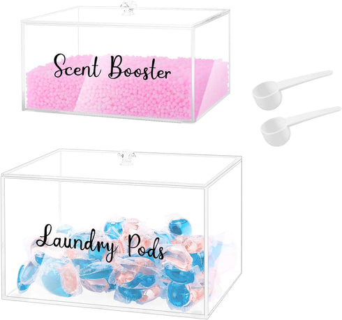 VOTLEVT Acrylic Laundry Pods and Scent Boosters Container Set, Laundry Room Storage, Pod Holder, Powder Container