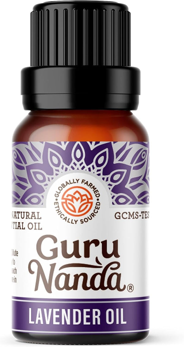 GuruNanda Lavender Essential Oil - 100% Pure, Natural Oil for Massage & DIY Recipes, 0.5 Fl Oz