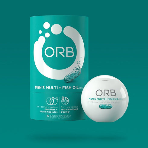 ORB Men’s MULTIVITAMIN + Fish Oil, Complete Multi + Fish Oil for Heart Health, 30 Count