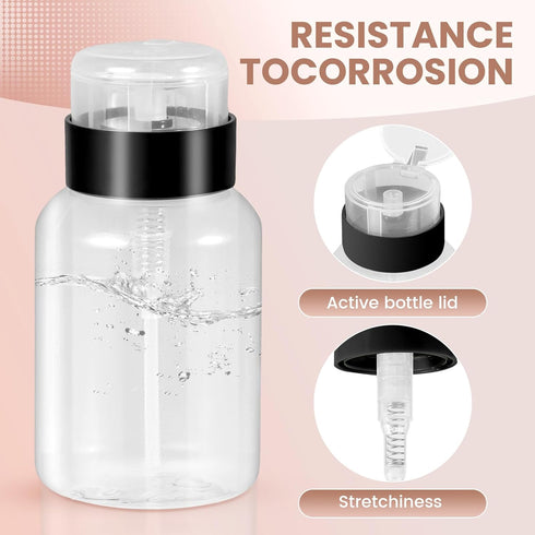 YAMYONE Nail Polish Remover Pump 2 Pack, 200ml Acetone Dispenser Bottle for Makeup Remover, Lockable Push Down