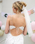 xo, Fetti Bride Veil Claw Clip for Bachelorette Party, Rhinestone Detachable Veil Accessory