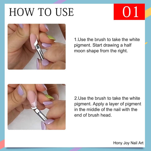 Oblique Head French Tip Nail Brush, Black Handle UV Gel Acrylic Painting Drawing Pen, Pack of 1