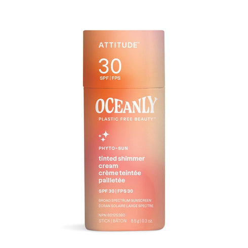ATTITUDE Oceanly Tinted Shimmer Face Cream Stick with SPF 30, EWG Verified, Broad Spectrum Protection