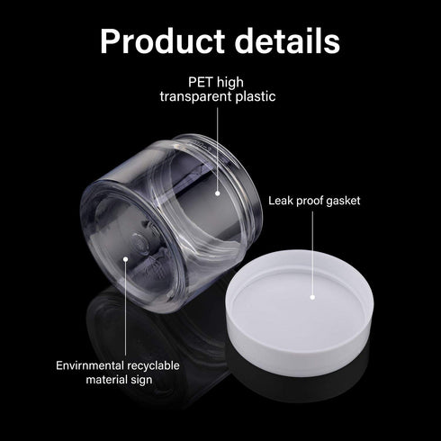 Patelai 4 Pieces Round Wide-mouth Leak Proof Plastic Container Jars with Lids for Travel Storage, 2 Ounce, White