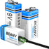 3 PCS 1300mAh 9V Rechargeable Batteries, Long Lasting USB Lithium Battery with 2 in 1 Charging Cable for Smoke