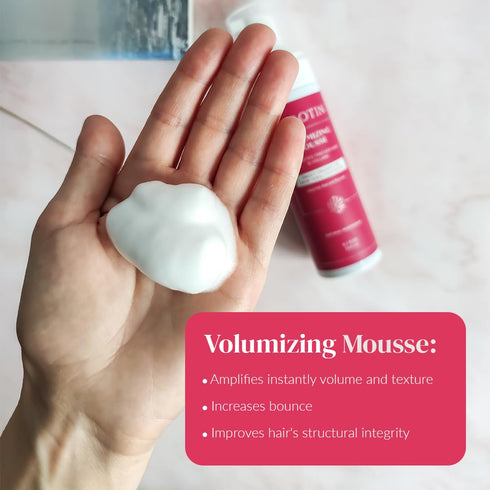 Kerotin Volumizing Mousse, Root Volumizer Hair Thickening Foam for Fine and Thin Hair, Cruelty Free