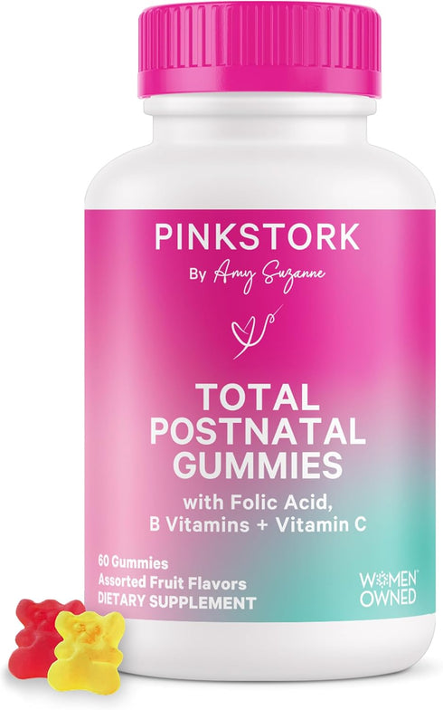 Pink Stork Total Postnatal Vitamin Gummies - Multivitamin for Postpartum Recovery & Lactation Support - 60 Gummy