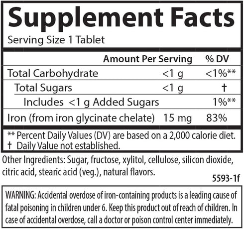 Carlson Kid's Chewable Iron 15 mg | 30 Tablets | Superior Absorption for Blood Health, Energy Production & Optimal