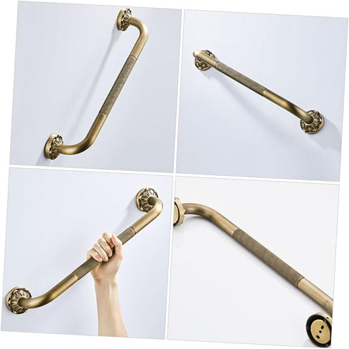 TEHAUX Copper Bathroom Safety Grab Bar with Non-Skid Handle for Toilet and Shower Use Multi-Functional Armrest