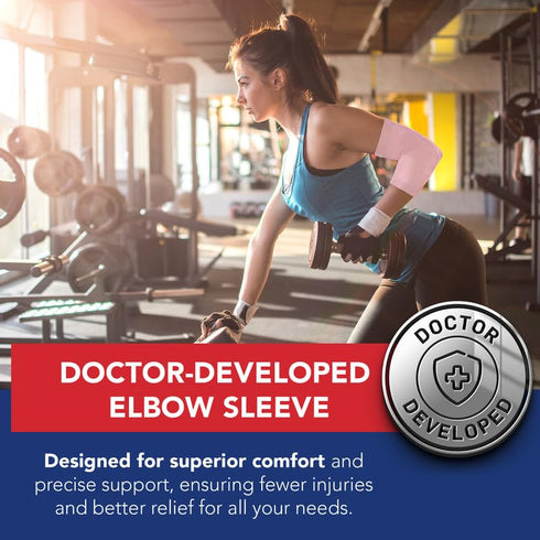 Dr. Arthritis Ladies Pink Elbow Compression Sleeve for Women - Relief from Tennis/Golfers Elbow & Other Conditions,