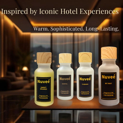 Nuve Set 4 20ml Set Hotel Collection Fragrance Oil - Inspired by Iconic Hotel Experiences - Luxury Oils for Waterless