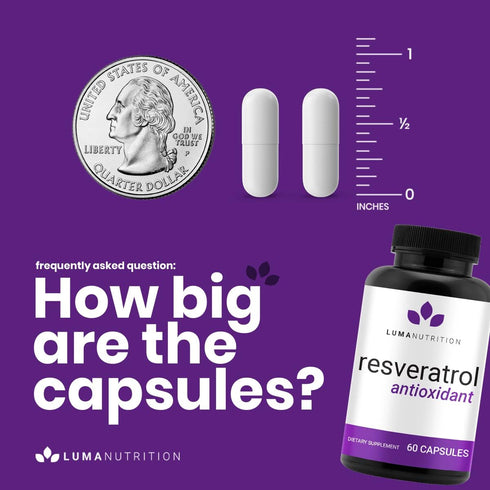 Luma Nutrition High Purity Resveratrol Capsules - 98% Trans-Resveratrol Antioxidant Supplement, USA, 60 Capsules
