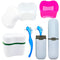 Denture Case Kit with 2 Bath Cups, 2 Denture Brushes & 2 Portable Toothbrush Boxes for Travel