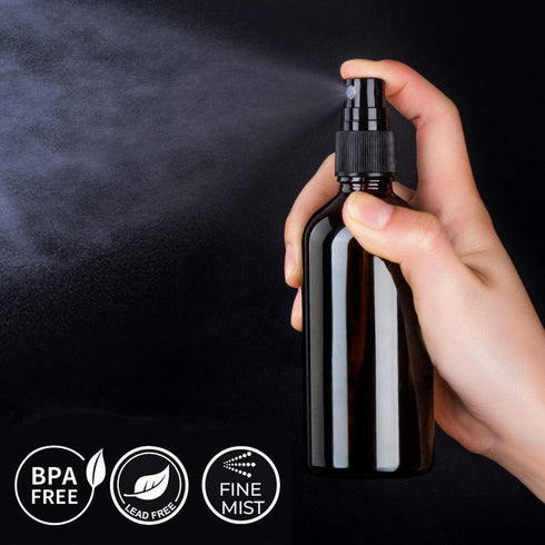 Hydior Amber Glass Spray Bottles for Essential Oils, 4oz Fine Mist Spray Bottle 2 Pack