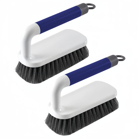 Scrub Brush, Heavy Duty Cleaning Brushes with Handle, 2 Pack for Shower, Bathroom, Kitchen, and Bathtub