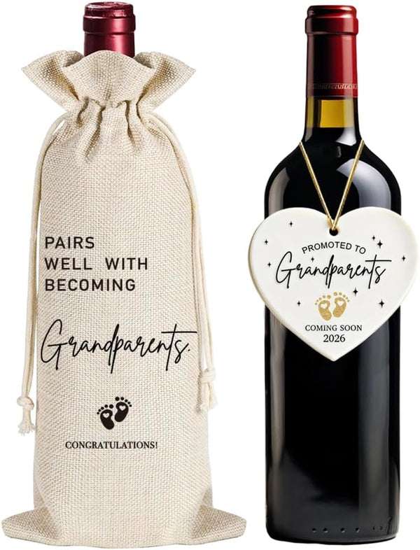 Opininqo 2026 Grandparent Gift - Pairs Well With Becoming Grandparent, Pregnancy Announcement Gifts