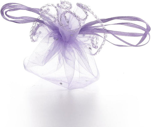 Round Organza Bags, 50pcs 9.8 Inch Sheer Drawstring Jewelry Candy Pouch for Christmas Wedding Party Favors