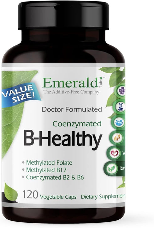 EMERALD LABS B-Healthy - Vegan Vitamin B Complex with Methylated Folic Acid & Full Spectrum B Vitamins - 120 Vegetable
