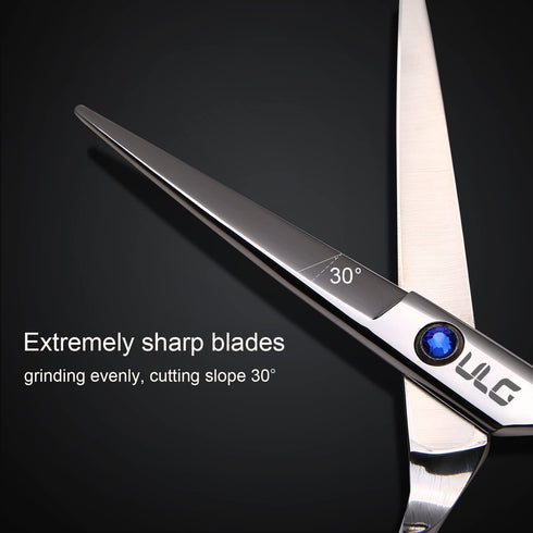 ULG Professional Hair Cutting Scissors 6.5 inch Right-Hand Razor Edge Barber Shears, Blue Japanese Stainless Steel