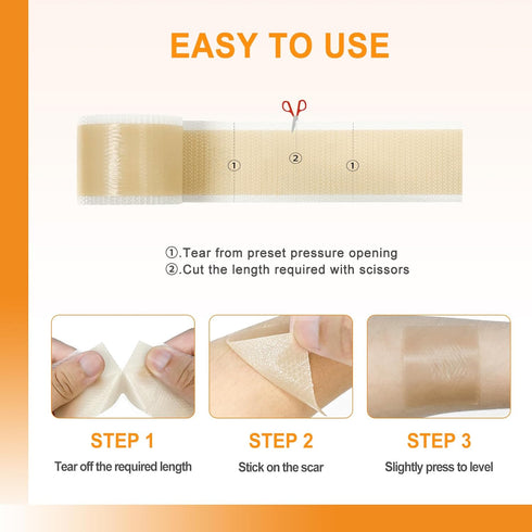 Silicone Scar Sheets, 1" x 60" Roll, Soft Silicone Tape for Scars Removal, Painless for Surgery, C-section, Burn