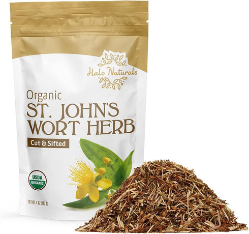 Organic St. John's Wort Herb - Cut & Sifted (Hypericum perforatum), USDA Certified, 4 Ounces
