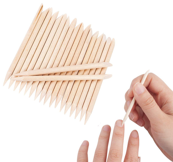 Sowaka 50 Pcs Orange Wood Sticks, Natural Double-Sided Mini Cuticle Pusher Remover Tool Kit for Manicure