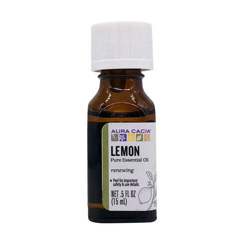 Aura Cacia 100% Pure Lemon Essential Oil, 15 ml, GC/MS Tested for Purity
